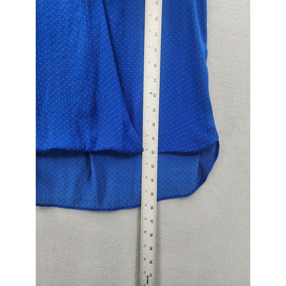 Forever 21 Royal Blue Dotted Sleeveless Blouse V-Neck Wrap Front High Low Top S - Picture 9 of 10